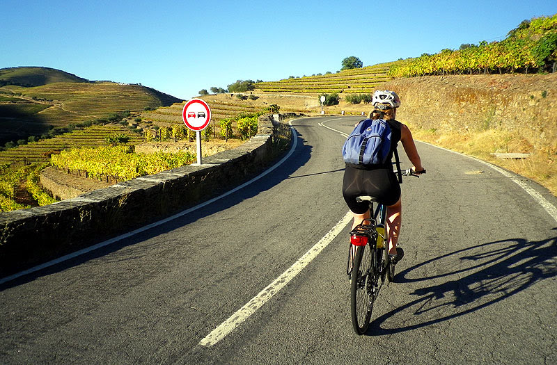 riding bicycle on road