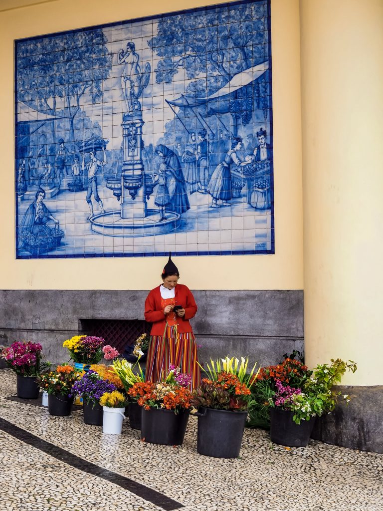 Woman selling flowers