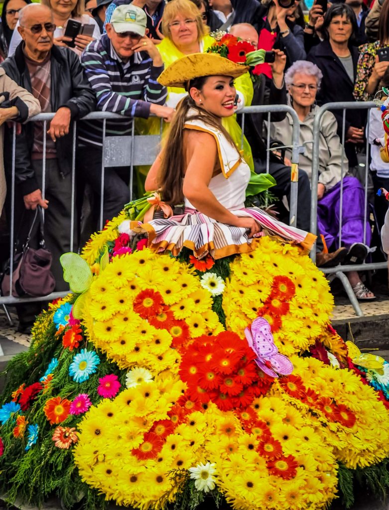 Woman wearing dress with flowers