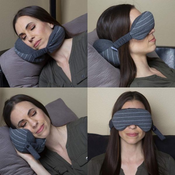 Travel Neck Pillow Set With Attached Sleep Mask - Hortense Travel
