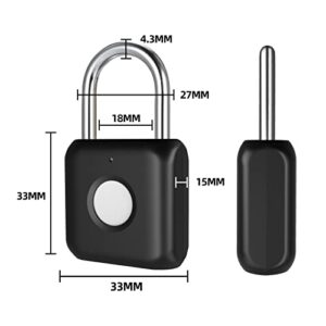 Fingerprint Padlock, Dhiedas Smart Bluetooth Padlock, Biometric Combination Fingerprint Padlock, USB Rechargeable, Ideal For Gym, Luggage, Office, Suitcase, Office, Hasp Cabinet (APP & Fingerprint) - Hortense Travel