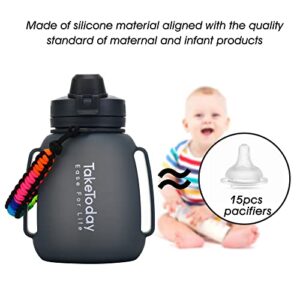 TakeToday Collapsible Water Bottles 40 OZ Motivational Water Bottle With Straw And Paracord Handle Silicone Sports Water Jug With Times Leakproof Large Water Bottle For Yoga Camping Outdoors - Hortense Travel