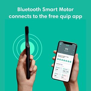 Quip Adult Smart Electric Toothbrush - Sonic Toothbrush With Bluetooth & Rewards App, Travel Cover & Mirror Mount, Soft Bristles, Timer, And Metal Handle - All-Black - Hortense Travel