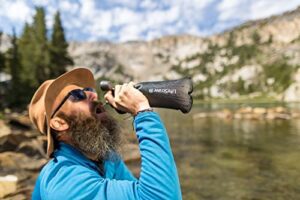 LifeStraw Peak Series - Collapsible Squeeze Bottle Water Filter System - 1L For Trail Running, Camping, Hiking, Travel, Cycling, And Fishing; Dark Mountain Gray - Hortense Travel
