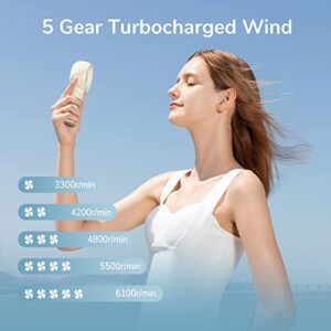 JISULIFE Handheld Turbo Fan [16H Max Cooling Time] Mini Portable Hand Fan, 4000mAh USB Rechargeable Personal Fan, Battery Operated Small Pocket Fan With 5 Speeds For Travel/Outdoor/Home/Office - Brown - Hortense Travel