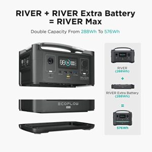 EF ECOFLOW River 600 Extra Battery, 288Wh Suitable For River 600 Solar Generator, Double Capacity, More Power, Backup Battery For Outdoor Camping RV - Hortense Travel