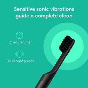 Quip Adult Smart Electric Toothbrush - Sonic Toothbrush With Bluetooth & Rewards App, Travel Cover & Mirror Mount, Soft Bristles, Timer, And Metal Handle - All-Black - Hortense Travel