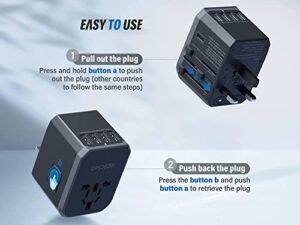 EPICKA Universal Travel Adapter One International Wall Charger AC Plug Adaptor With 5.6A Smart Power And 3.0A USB Type-C For USA EU UK AUS (Grey) - Hortense Travel
