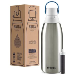 Brita Insulated Filtered Water Bottle With Straw, Reusable, Stainless Steel Metal, 32 Ounce - Hortense Travel
