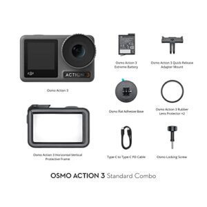 DJI Osmo Action 3 Standard Combo, Waterproof Action Camera With 4K HDR & Super-Wide FOV, 10-Bit Color Depth, HorizonSteady, Cold Resistant & Long-Lasting, Vlogging Camera For YouTube - Hortense Travel