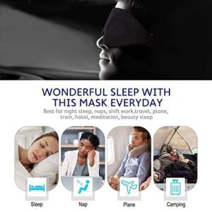 MZOO Sleep Eye Mask For Men Women, 3D Contoured Cup Sleeping Mask & Blindfold, Concave Molded Night Sleep Mask, Block Out Light, Soft Comfort Eye Shade Cover For Travel Yoga Nap, Black - Hortense Travel