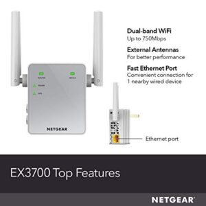 NETGEAR Wi-Fi Range Extender EX3700 - Coverage Up To 1000 Sq Ft And 15 Devices With AC750 Dual Band Wireless Signal Booster & Repeater (Up To 750Mbps Speed), And Compact Wall Plug Design - Hortense Travel