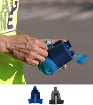 AlmaCura 2 Pack Collapsible Silicone Foldable Medical Grade BPA-Free Steady Water Bottles 22 Oz Travel, Portable, Cycling, Hiking, Sports, Gym, Camping, Durable, Leak Proof Twist Cap (1 Gray + 1 Blue) - Hortense Travel