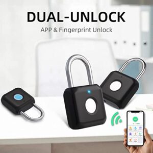 Fingerprint Padlock, Dhiedas Smart Bluetooth Padlock, Biometric Combination Fingerprint Padlock, USB Rechargeable, Ideal For Gym, Luggage, Office, Suitcase, Office, Hasp Cabinet (APP & Fingerprint) - Hortense Travel