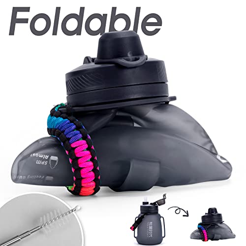 40oz Collapsible Water Bottle with Straw Lids & Paracord Handle –  TakeTodayLife