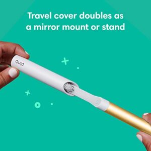 Quip Adult Electric Toothbrush - Sonic Toothbrush With Travel Cover & Mirror Mount, Soft Bristles, Timer, And Metal Handle - Gold - Hortense Travel