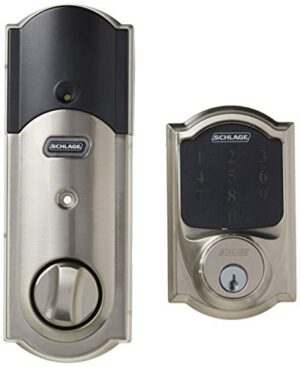 SCHLAGE Z-Wave Connect Camelot Touchscreen Deadbolt With Built-In Alarm, Satin Nickel, BE469 CAM 619, Works With Alexa Via SmartThings, Wink Or Iris - Hortense Travel