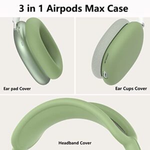 Silicone Case Cover For AirPods Max Headphones, Anti-Scratch Ear Pad Case Cover/Ear Cups Cover/Headband Cover For AirPods Max, Accessories Soft Silicone Skin Protector For Apple AirPods Max (Green) - Hortense Travel