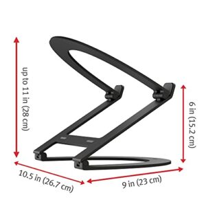 Twelve South Curve Flex | Ergonomic Height & Angle Adjustable Aluminum Laptop/MacBook Stand/Riser, Fits 10"-17", Folds Flat For Portability -Travel Pouch Included, Matte Black - Hortense Travel