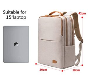 NOBLEMAN Backpack For Women And Man,Waterproof School Travel Work Backpack, 15.6 Inch Laptop Backpack, Daypack, With USB (Beige Plus) - Hortense Travel