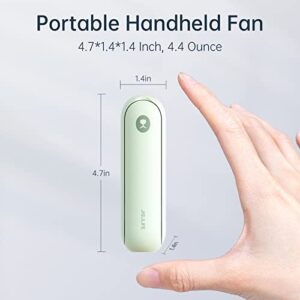JISULIFE Portable Handheld Fan, Mini Pocket Hand Fan, Small Battery Operated 14-21 Hours, USB Rechargeable Foldable Fan, Quiet Personal Fan With Power Bank, Flashlight For Indoor, Outdoor-Mint Green - Hortense Travel