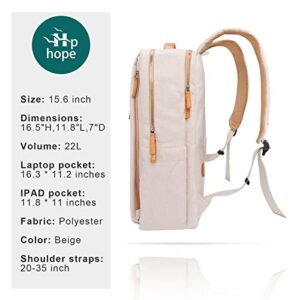 Hp Hope Smart Backpack For Women Travel, Durable Carry On Backpack With USB Charging Port & Wet Pocket Fits 15.6 Inch Laptop, Beige - Hortense Travel