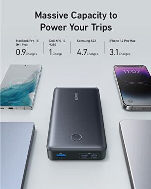 Anker Portable Charger, 24,000mAh 65W Power Bank, 537 Power Bank (PowerCore 24K For Laptop), For MacBook Pro, Dell XPS, Microsoft Surface, IPad Pro, IPhone 14 Pro, Apple Watch Series 5, And More - Hortense Travel