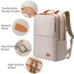 NOBLEMAN Backpack For Women And Man,Waterproof School Travel Work Backpack, 15.6 Inch Laptop Backpack, Daypack, With USB (Beige Plus) - Hortense Travel