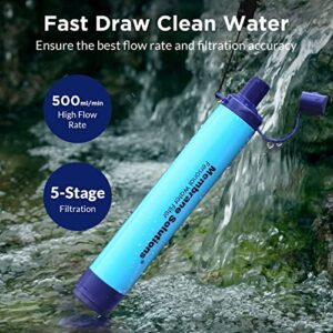 Membrane Solutions Portable Water Filter Straw Filtration Straw Purifier Survival Gear For Hiking, Camping, Travel, And Emergency, Blue, 4 Pack - Hortense Travel