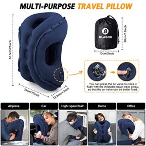 Inflatable Travel Pillow,Multifunction Travel Neck Pillow For Airplane To Avoid Neck And Shoulder Pain,Support Head,Neck,Used For Sleeping Rest, Airplane And Home Use,with Eye Mask, Earplugs,Blue - Hortense Travel