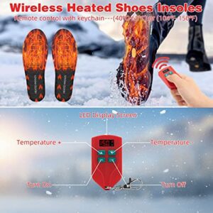 Riomza Rechargeable Heated Insoles - Electric Soft Foot Warmer Insoles With Accurate Temperature Remote Control Thermal USB Winter Work Boots Shoes Inserts For Women Men - Hortense Travel