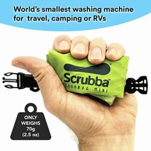 Scrubba Wash Bag MINI Ultra-Compact Washing Machine - Ideal For Travel, Camping & Hiking | Portable Washer & Dry Bag, 50% Smaller Than Original Scrubba - Hortense Travel