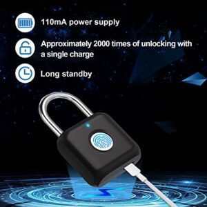 Fingerprint Padlock, Dhiedas Smart Bluetooth Padlock, Biometric Combination Fingerprint Padlock, USB Rechargeable, Ideal For Gym, Luggage, Office, Suitcase, Office, Hasp Cabinet (APP & Fingerprint) - Hortense Travel