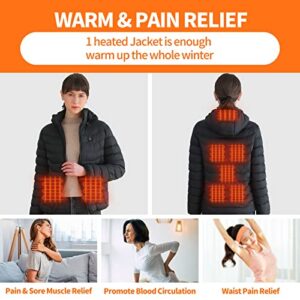 NBtoUS Heated Jackets For Women With 2PACK 10000mAh Power Bank, 3 Heating Level With 8 Heating Zones Heated Jackets, Lightweight And Water-Resistant Heated Coat For Women (S) - Hortense Travel