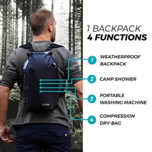 Scrubba Stealth Pack - Multifunctional Backpack - Weatherproof Backpack, Portable Washing Machine, Compression Dry Bag And Camping Shower All In One - Hortense Travel