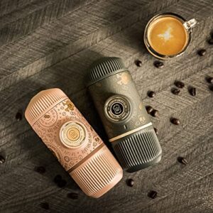 WACACO Nanopresso Portable Espresso Maker Bundled With Protective Case, Upgrade Version Of Minipresso, 18 Bar Pressure, Portable Travel Coffee Maker, Manually Operated (Nanopresso Dark Soul Pink) - Hortense Travel