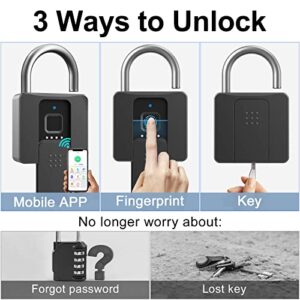 Anweller Large Fingerprint Padlock, Weatherproof Biometric Smart Lock With Key For Outdoor Fence, Gate, Shed, Gym, Locker, Truck - Hortense Travel