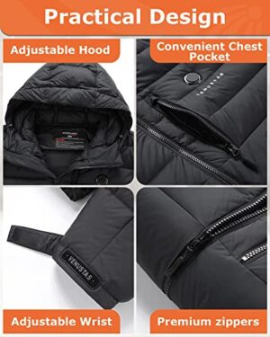 Venustas Down Heated Jacket For Men With 7.4V Battery Pack, Puffer Jacket For Men With 5 Heating Zones, 90% Duck Down, Rechargeable Heated Puffer Coat For Hiking Hunting Camping - Hortense Travel