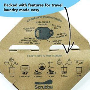 Scrubba Wash Bag MINI Ultra-Compact Washing Machine - Ideal For Travel, Camping & Hiking | Portable Washer & Dry Bag, 50% Smaller Than Original Scrubba - Hortense Travel