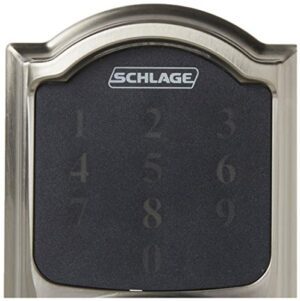 SCHLAGE Z-Wave Connect Camelot Touchscreen Deadbolt With Built-In Alarm, Satin Nickel, BE469 CAM 619, Works With Alexa Via SmartThings, Wink Or Iris - Hortense Travel