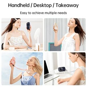 JISULIFE Handheld Fan Mini Fan, Small Fan Portable With Bracket, USB Rechargeable Lash Fan With 3 Speeds, Makeup Fan Eyelash Fan For Office Outdoor Travel Blue - Hortense Travel