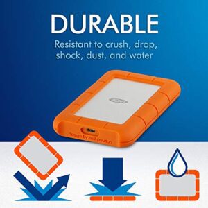 LaCie Rugged USB-C 1TB External Hard Drive Portable HDD USB 3.0 – Drop Shock Dust Rain Resistant Shuttle Drive, For Mac And PC Computer Desktop Workstation Laptop, 1 Month Adobe CC (STFR1000800) - Hortense Travel