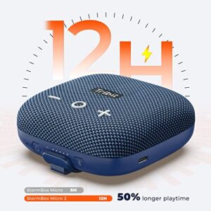 Tribit StormBox Micro 2 Portable Speaker: 90dB Loud Sound Deep Bass IP67 Waterproof Small Speaker Built-in Strap, 12H Long Battery Powerbank For Outdoor Camping Biking, 120ft Range (Pure Blue) - Hortense Travel