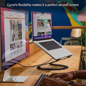 Twelve South Curve Flex | Ergonomic Height & Angle Adjustable Aluminum Laptop/MacBook Stand/Riser, Fits 10"-17", Folds Flat For Portability -Travel Pouch Included, Matte Black - Hortense Travel