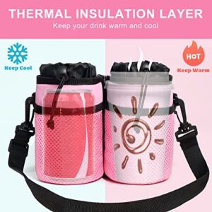 Luggage Cup Holder | BEDSIFV Travel Drink Holder With Shoulder Strap, Thermal Insulation And Zipper Pocket, Perfect Travel Accessories Gifts For Travelers, Flight Attendant (Pink) - Hortense Travel