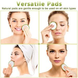 40 Pieces Reusable Makeup Remover Pads Natural Washable Bamboo Cotton Rounds For Most Skin Types Washable Make Up Pad For Toner With Bamboo Holder And Laundry Bag (White, Green) - Hortense Travel
