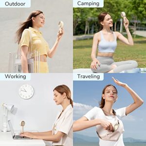 JISULIFE Handheld Turbo Fan [16H Max Cooling Time] Mini Portable Hand Fan, 4000mAh USB Rechargeable Personal Fan, Battery Operated Small Pocket Fan With 5 Speeds For Travel/Outdoor/Home/Office - Brown - Hortense Travel