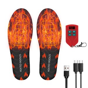 Riomza Rechargeable Heated Insoles - Electric Soft Foot Warmer Insoles With Accurate Temperature Remote Control Thermal USB Winter Work Boots Shoes Inserts For Women Men - Hortense Travel