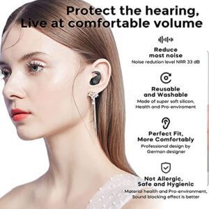 Ear Plugs For Sleeping Nois- Reusable Hearing Protection In Flexible Silicone For Sleep,Ear Plugs For Sleeping Reusable Noise Reduction Earplugs For Sleep,Snoring,Work,Studying,Travel (Black) - Hortense Travel