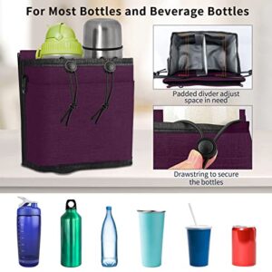 POJAGU Luggage Cup Holder With Shoulder Strap, Attachment Travel Free Hand Drink Carrier Caddy Bag For Beverages Bottles Coffee Mugs, Fit Roll-on/Carry On Suitcase Handle, Purple - Hortense Travel